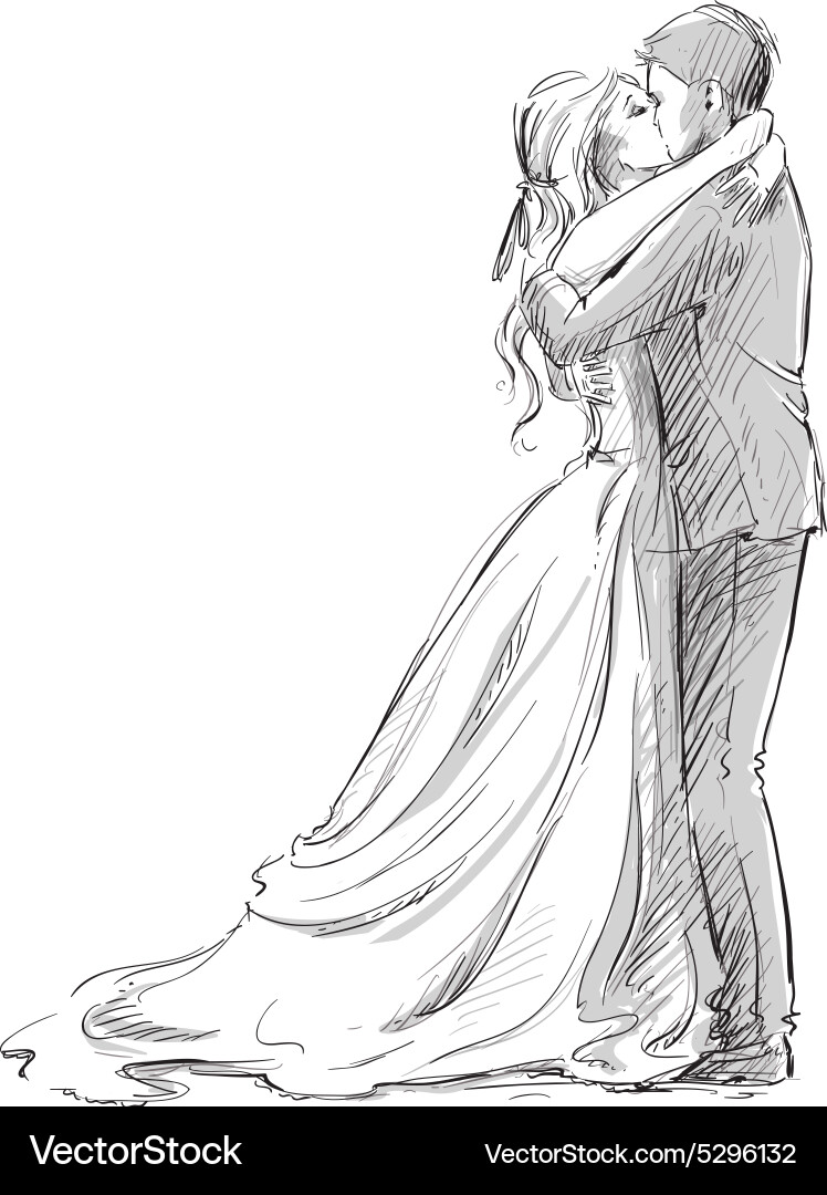 Romantische Hochzeit Kiss Vektorbild