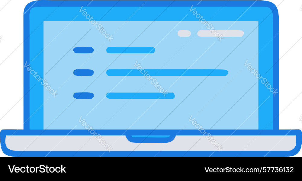 Simple laptop icon with abstract text lines for vector image