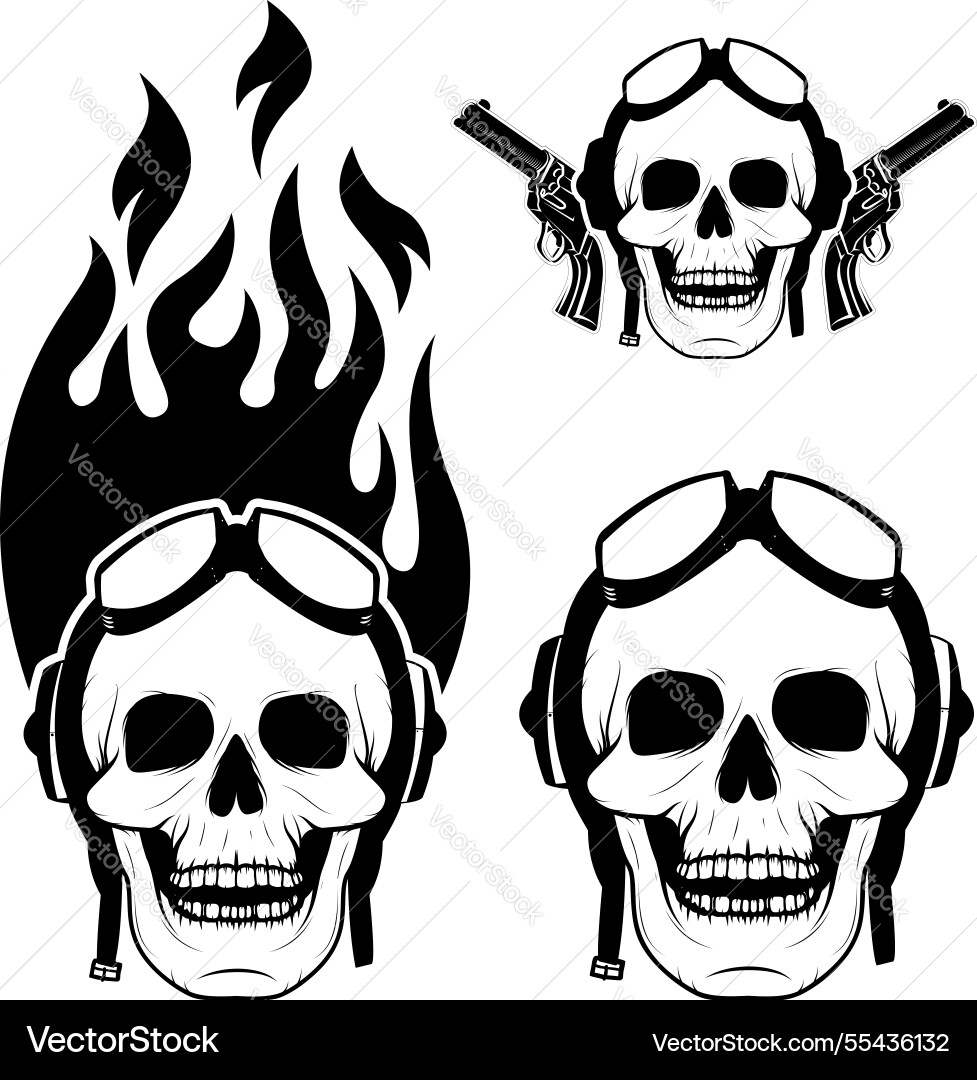 Skull in motorcycle helmet with fire born to ride Vector Image