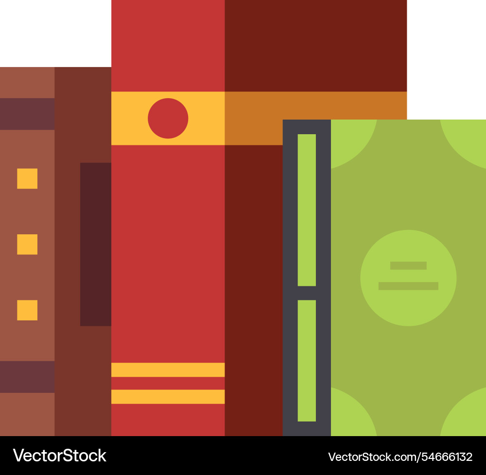Stack of colorful books on a bookshelf Stack of colorful books on a bookshelf vector image