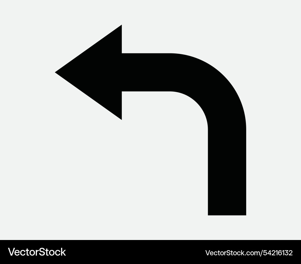 Up arrow left turn icon path direction navigation Up arrow left turn icon path direction navigation vector image