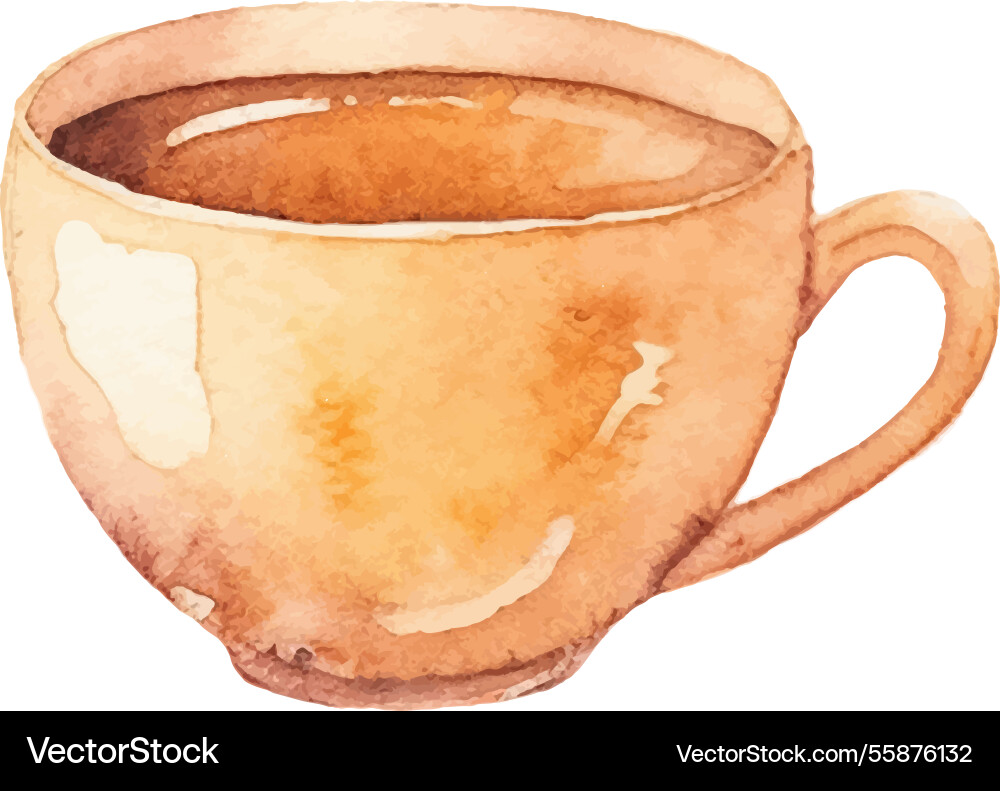 Watercolor painted coffee cup hand drawn design Watercolor painted coffee cup hand drawn design vector image