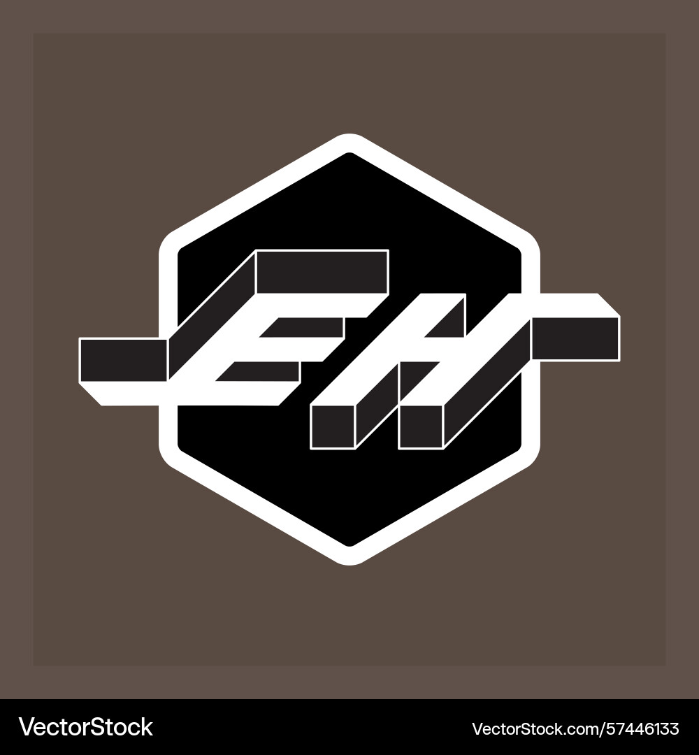 E and h - monogram or logotype isometric 3d font vector image