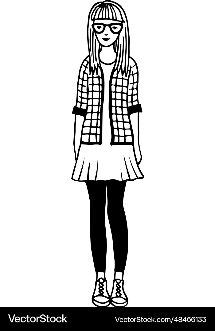 Junge Frau im Retro Hipster Kleidung modern Junge Frau im Retro Hipster Kleidung modern vektorbild