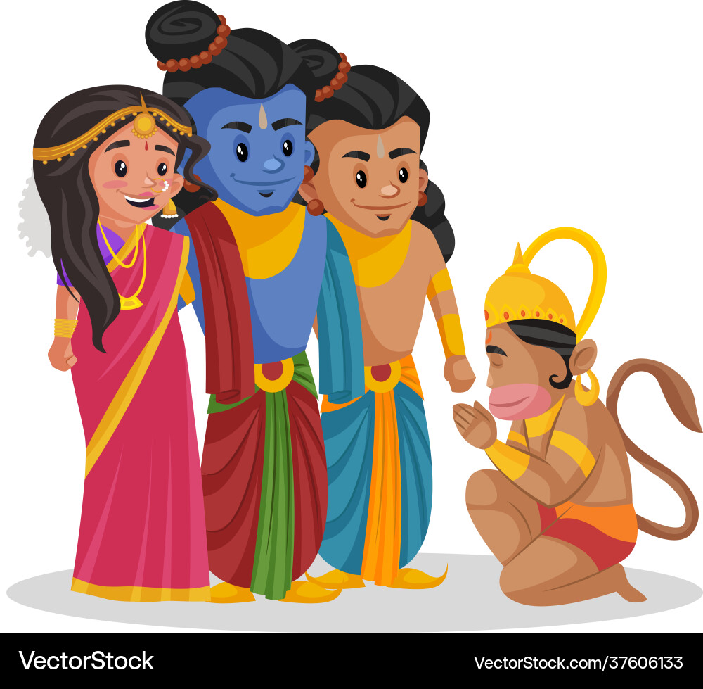 Lord Hanuman Receiving Blessings Vector Image