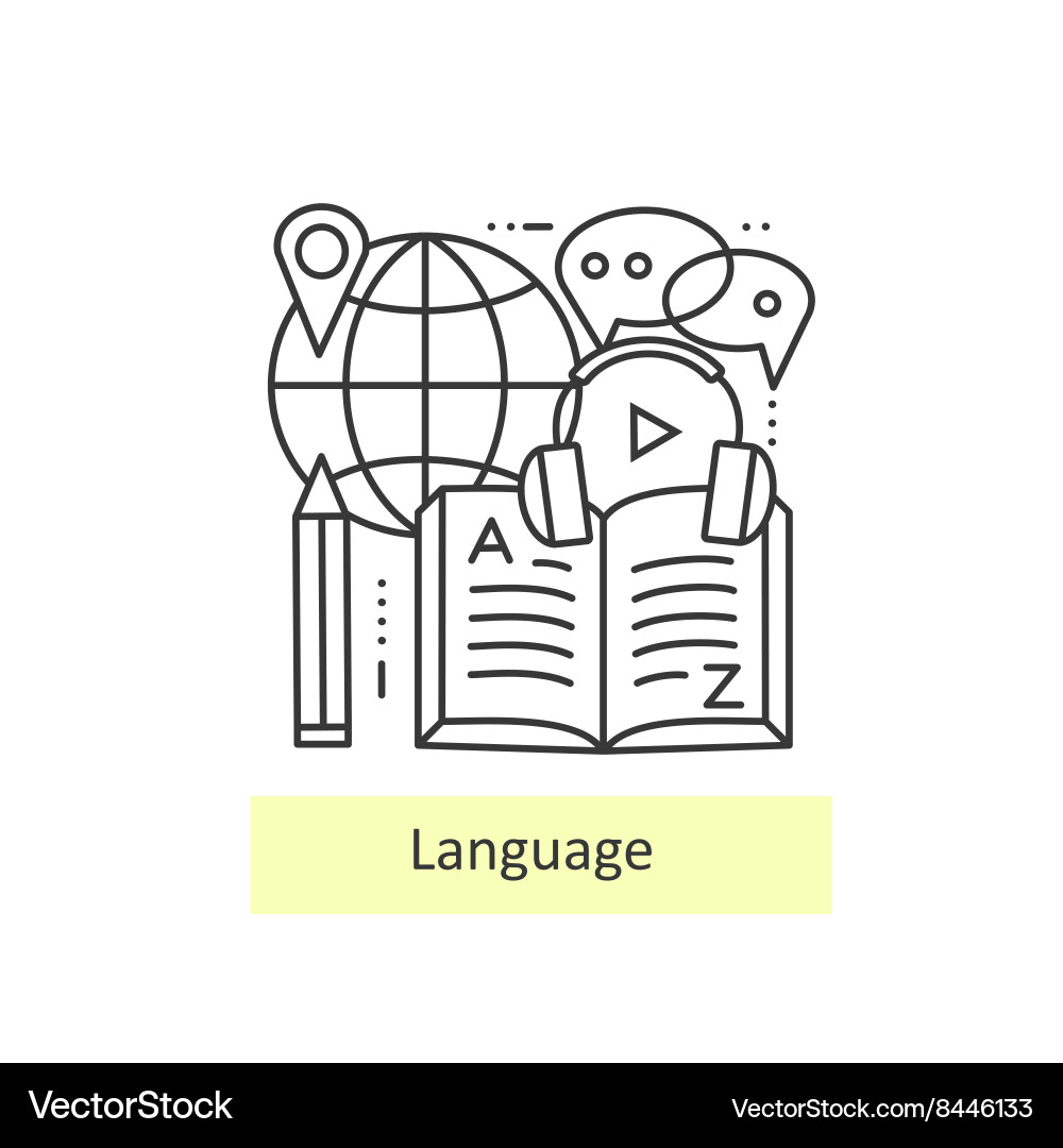 Modern thin line icons of learning foreign Vector Image