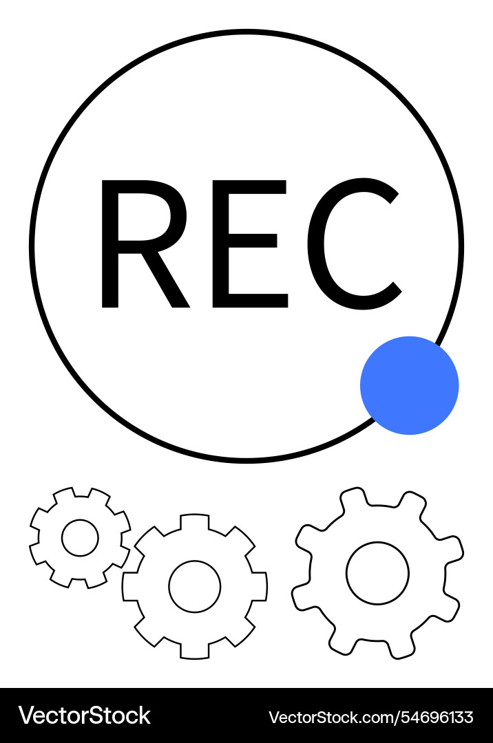 Recording button with circular indicator and three Recording button with circular indicator and three vector image