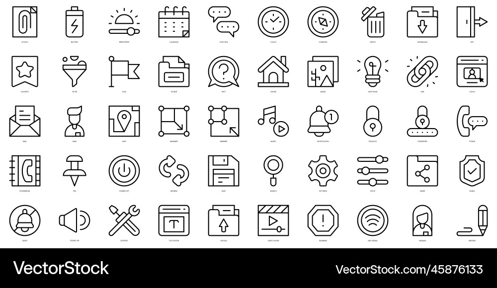 Set of thin line user interface icons Set of thin line user interface icons vector image