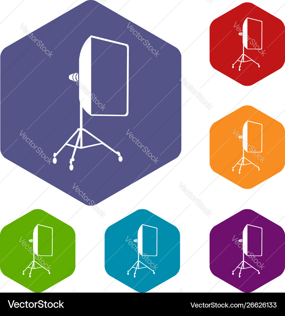 Studio light bulb in softbox icon simple style vector image