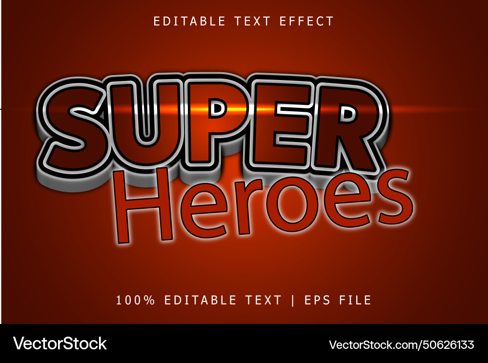 Super heroes editable text effect 3 dimension Super heroes editable text effect 3 dimension vector image