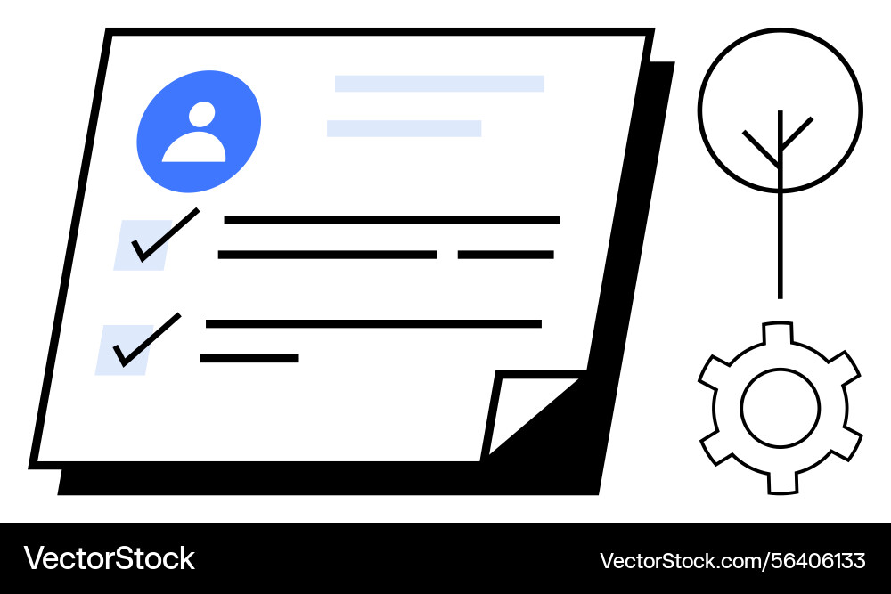 Task checklist with profile icon and gear Task checklist with profile icon and gear vector image