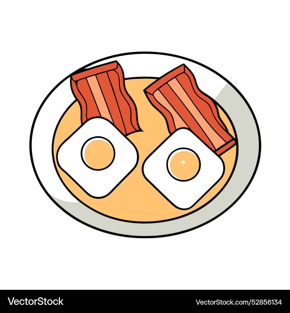 A plate with bacon eggs and toast on it ai A plate with bacon eggs and toast on it ai Vector Image