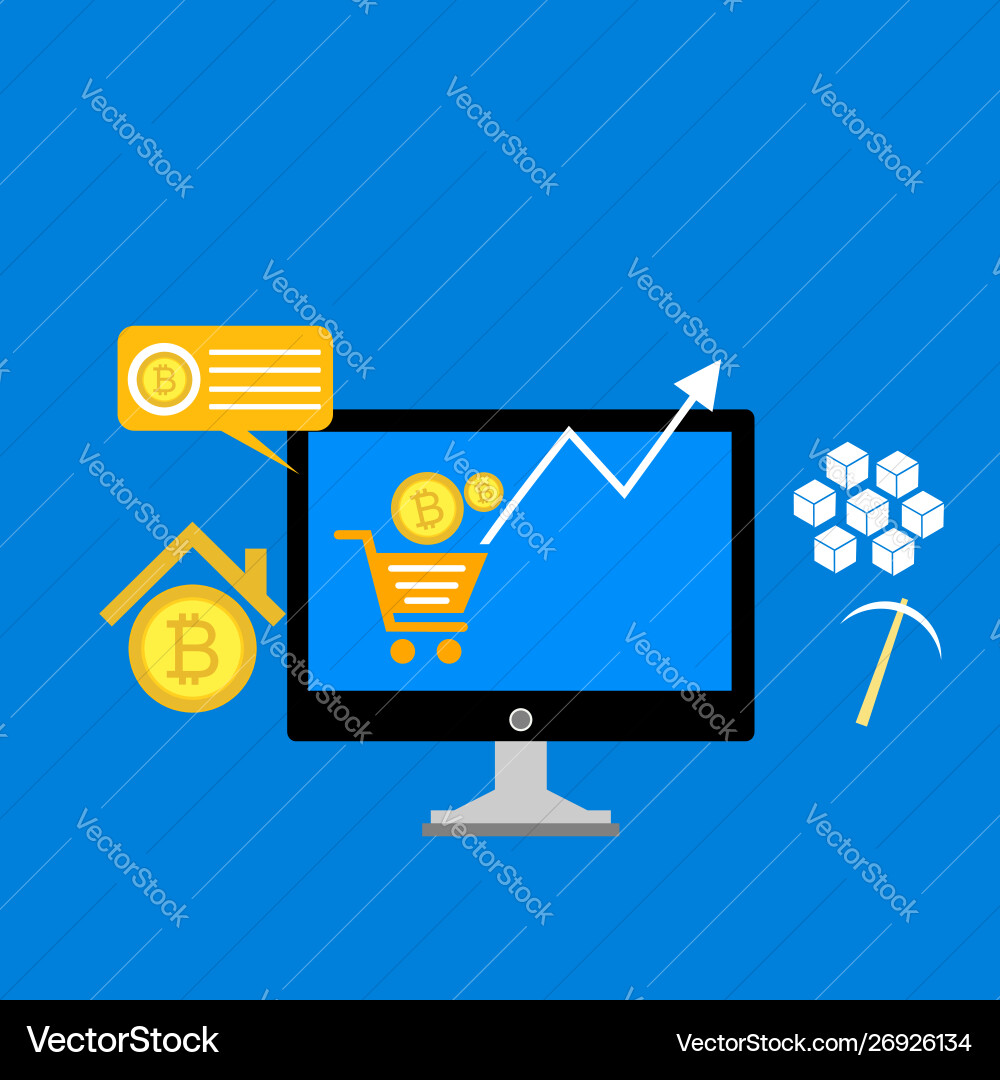 Blockchain scheme mining crypto currency server Blockchain scheme mining crypto currency server vector image