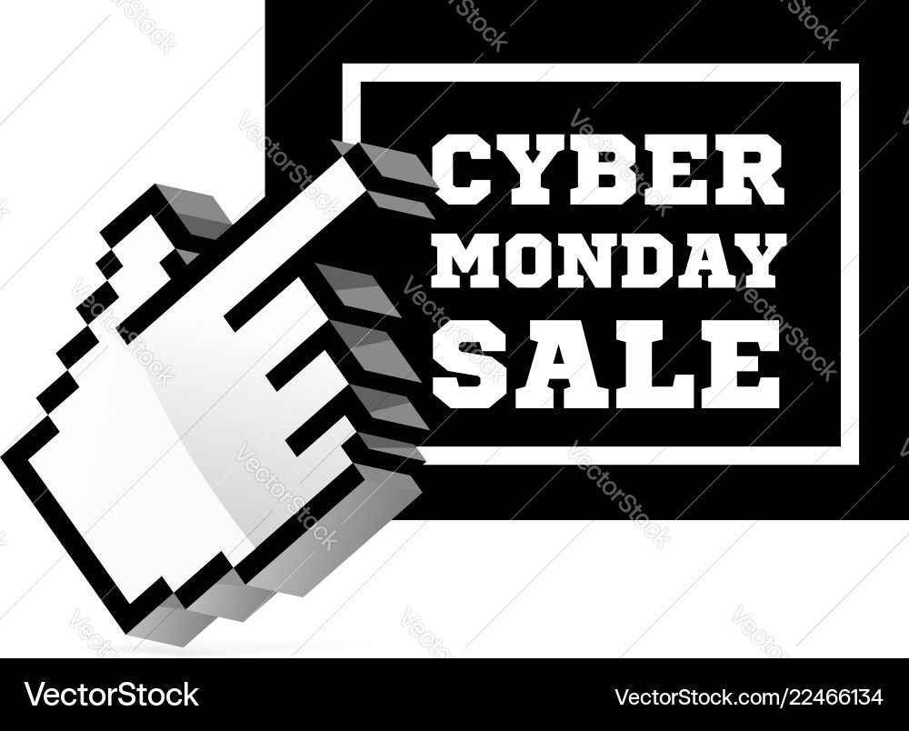 Cyber monday sale with computer 3d cursor pointer Cyber monday sale with computer 3d cursor pointer vector image