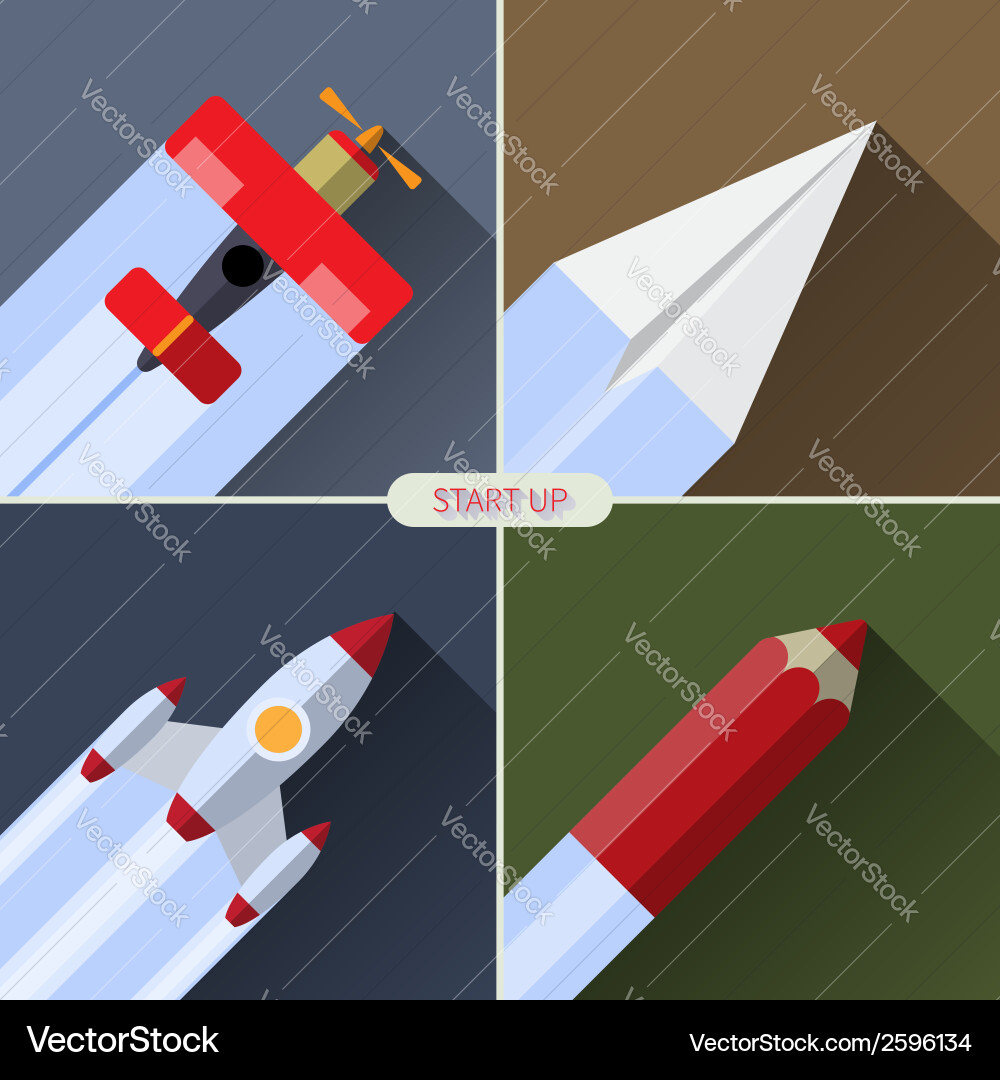 Flat design concept with rocket image of new vector image