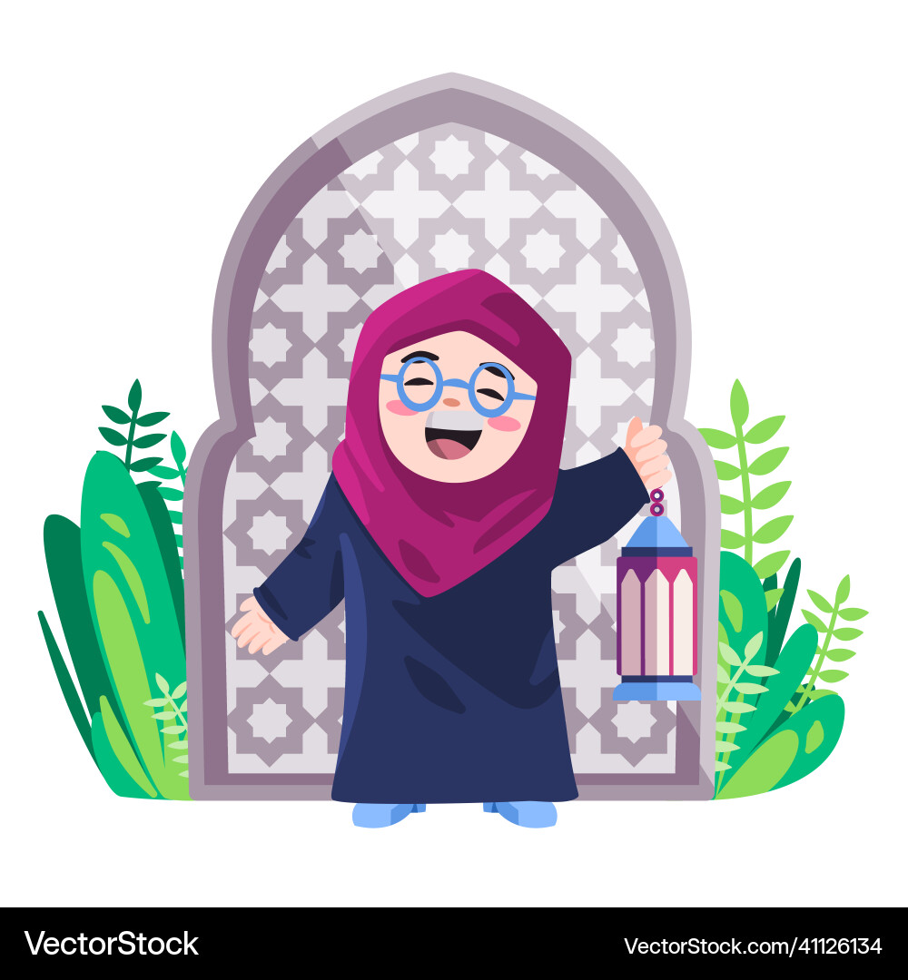 Mädchen grüßen ramadan mubarak feiert ied Mädchen grüßen ramadan mubarak feiert ied Vektorbild