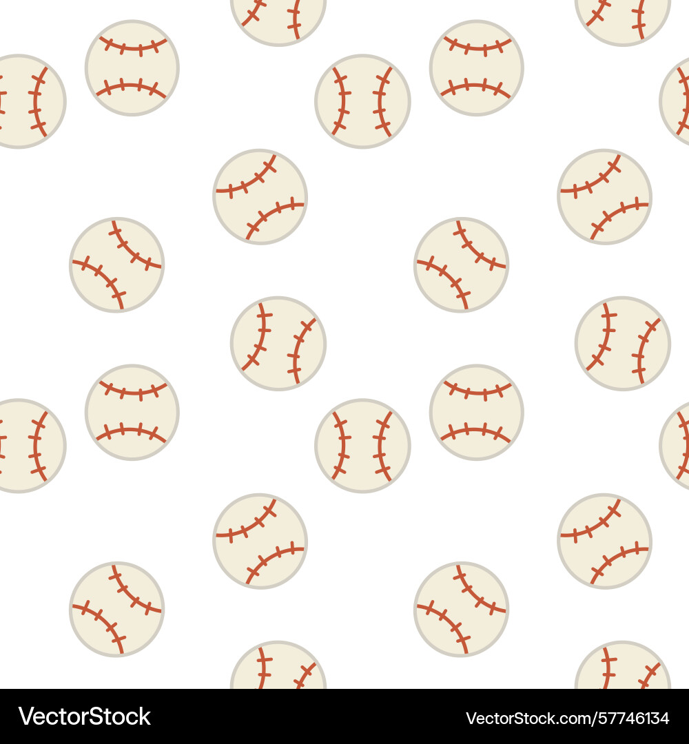 Repeating pattern of baseballs on white background Vector Image