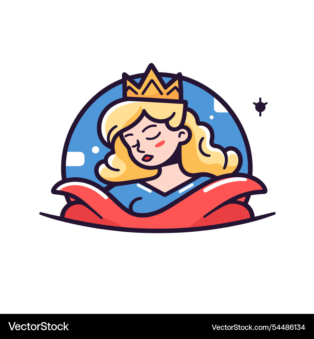 Sleeping princess with crown and blue background Sleeping princess with crown and blue background vector image