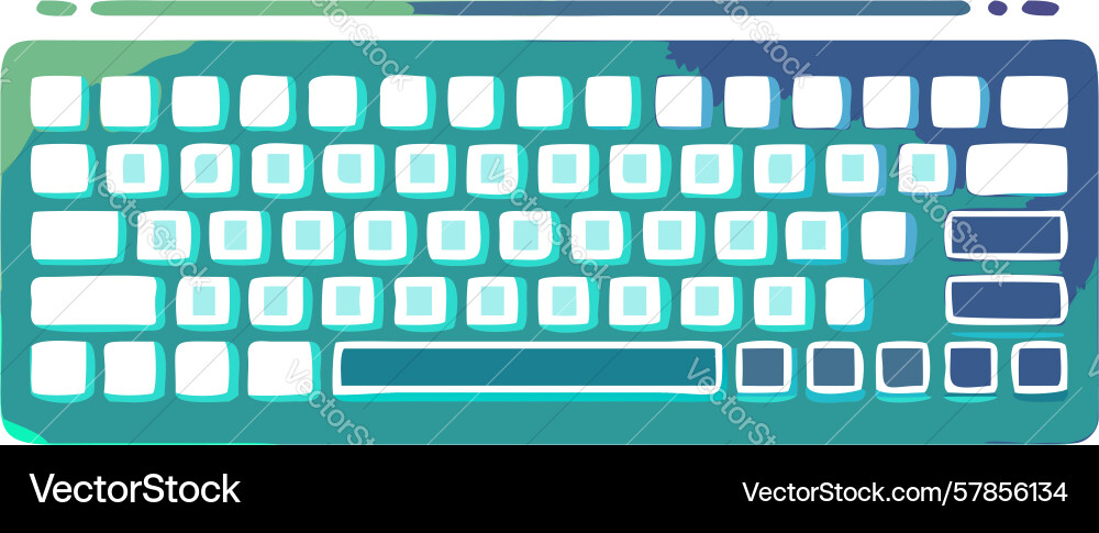 Solid teal computer keyboard modern digital input vector image