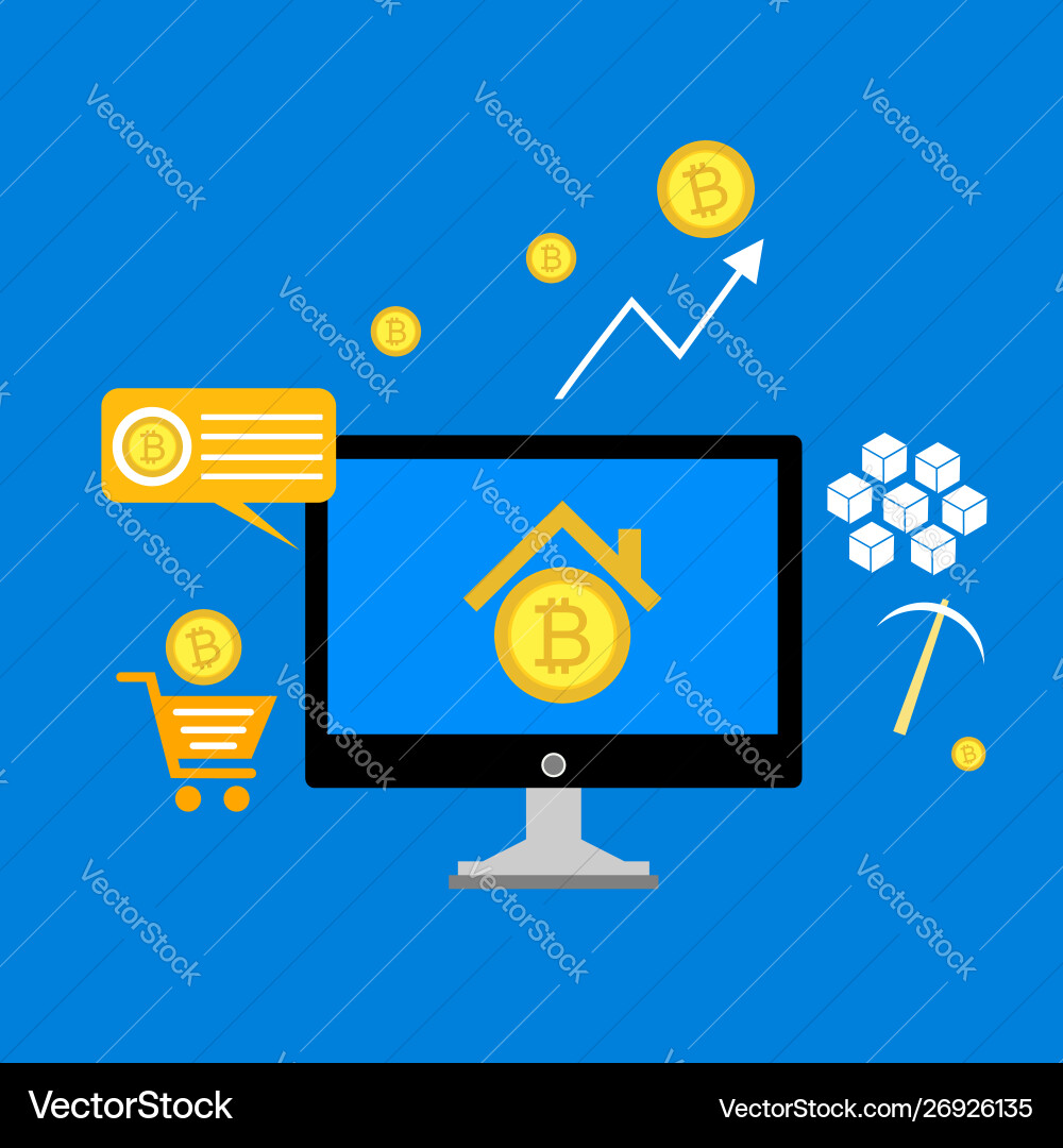 Blockchain scheme mining crypto currency server Blockchain scheme mining crypto currency server vector image
