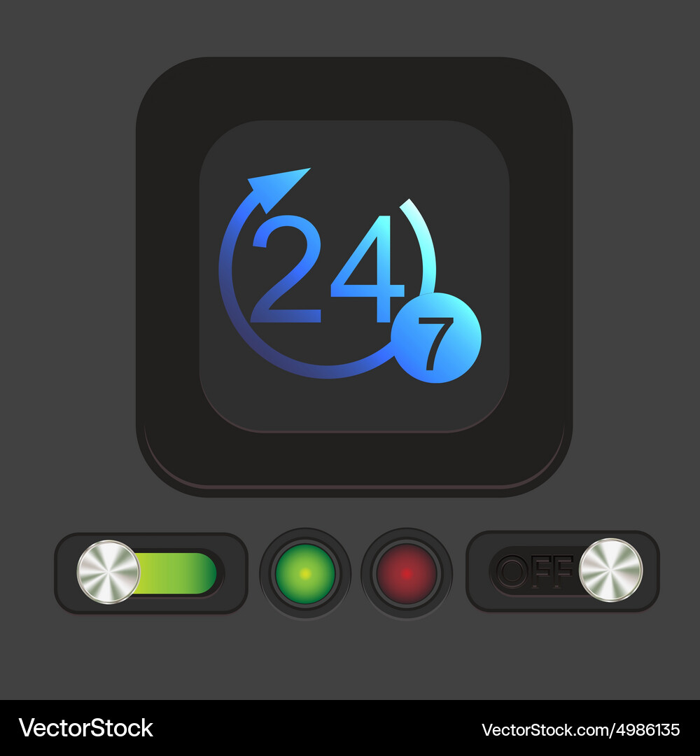 Character 24 7 open hours a day and days Vector Image