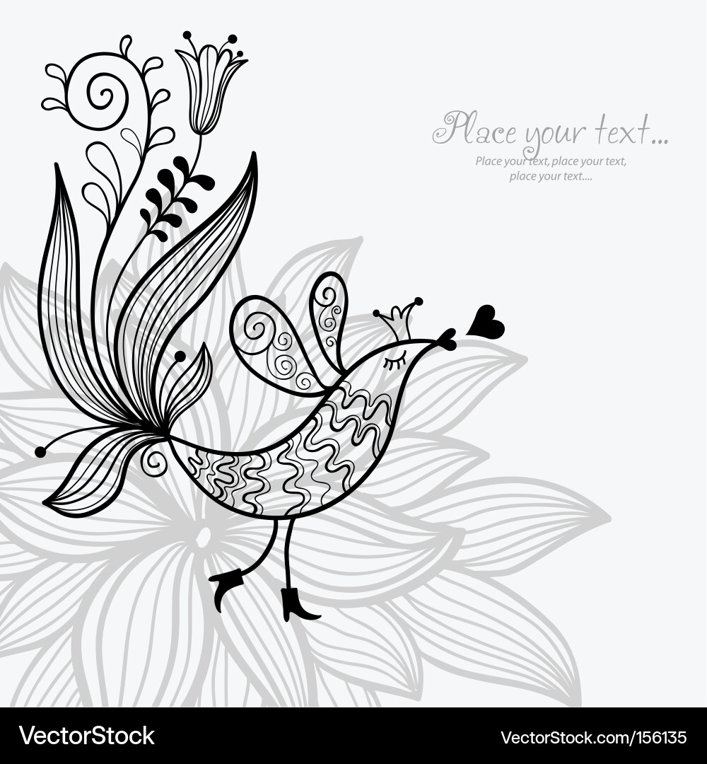 Floral Bird Sketch vector image