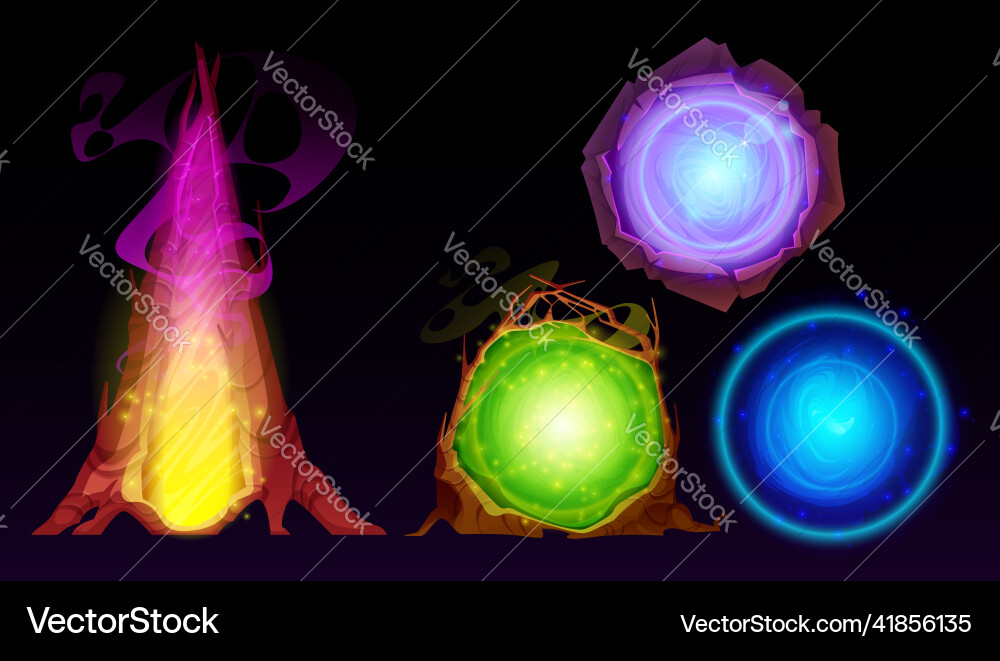 Magic portals fantasy teleports fairy tale set Magic portals fantasy teleports fairy tale set vector image