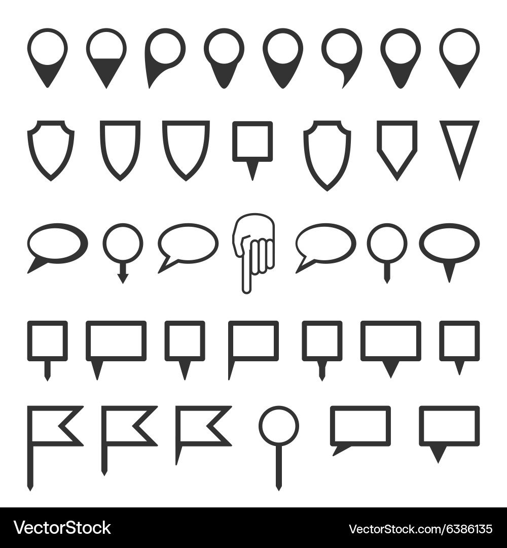 Map location pointer icon set navigation logo vector image
