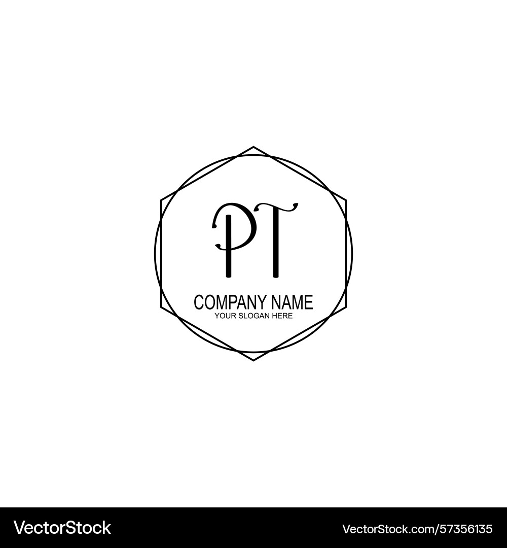 Minimalist handwritten pt initial logos with soft Vector Image