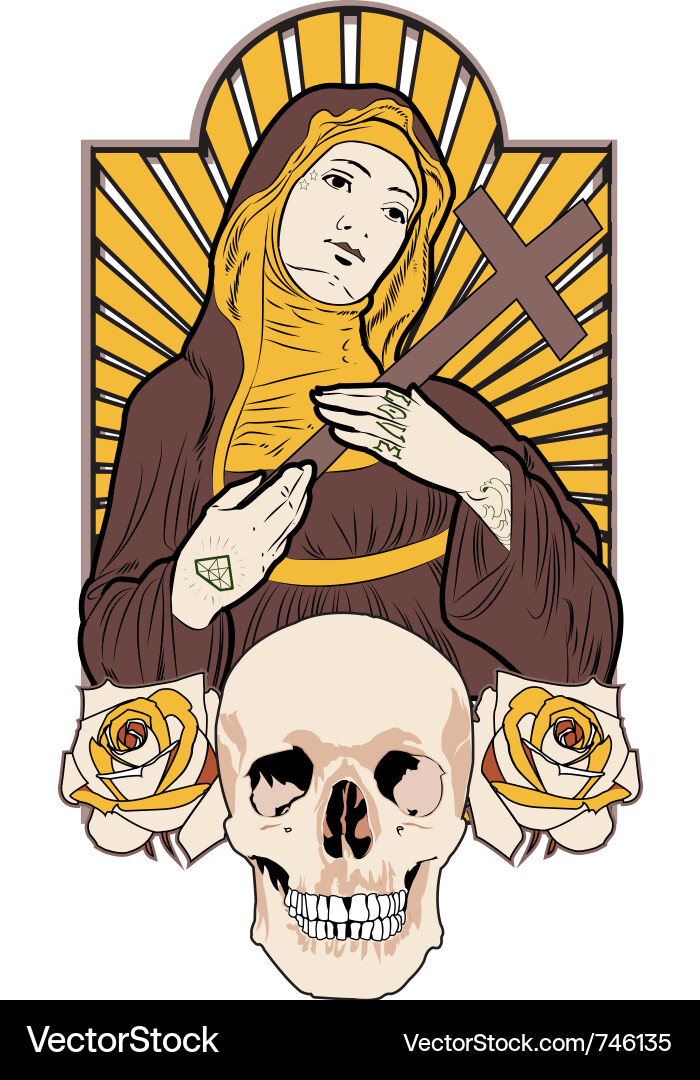 Nun with Rose Tattoo vector image