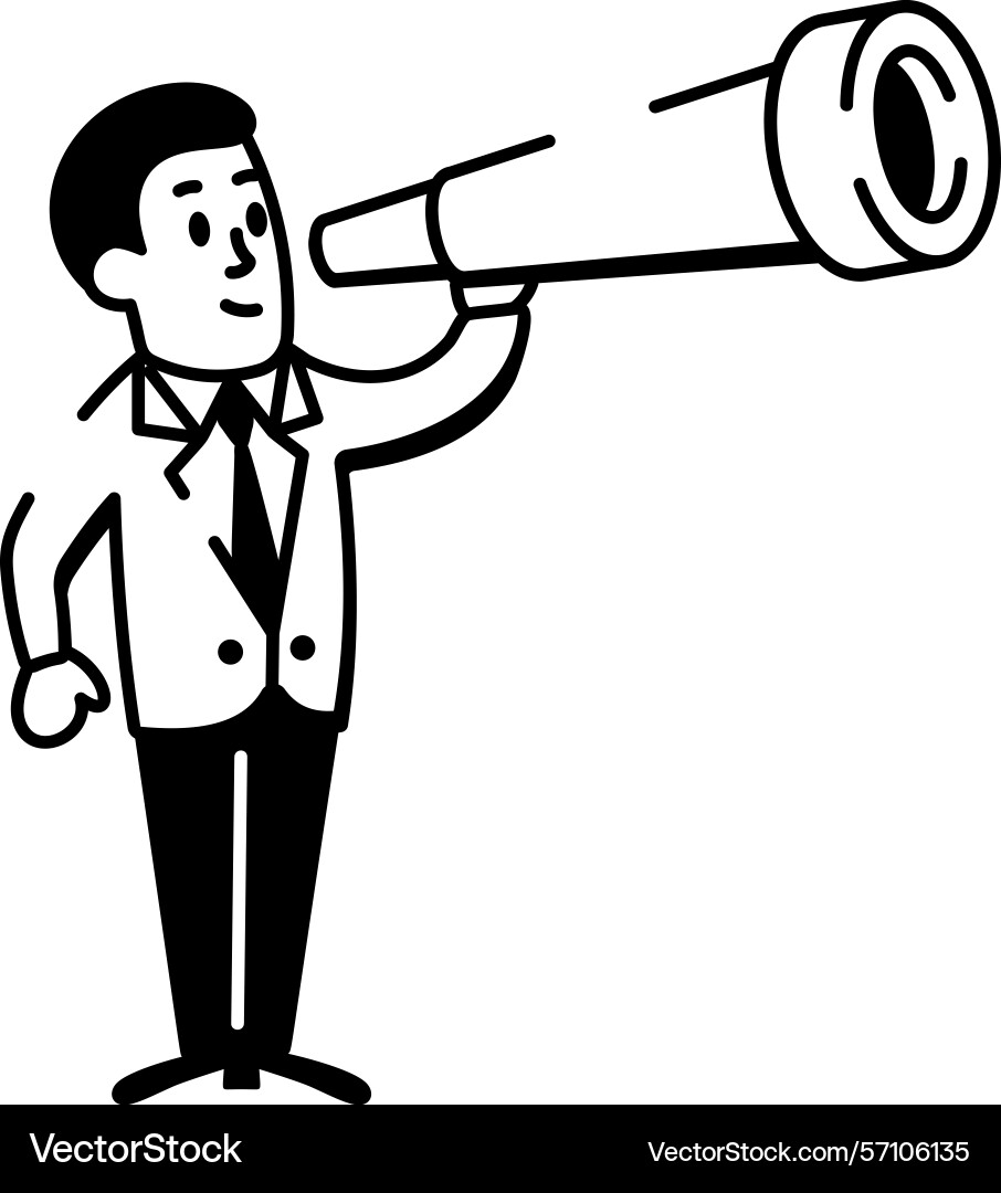 Sketchy style icon showing a character seeing busi vector image