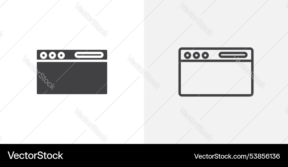 Browser window icon set Browser window icon set Vector Image