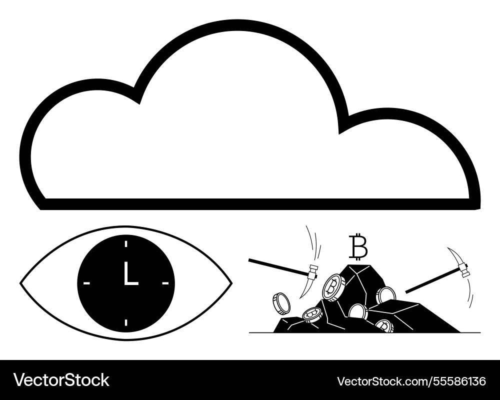 Cloud computing blockchain mining and time Cloud computing blockchain mining and time vector image