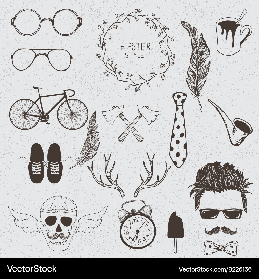 Collection of the monochrome objects vector image