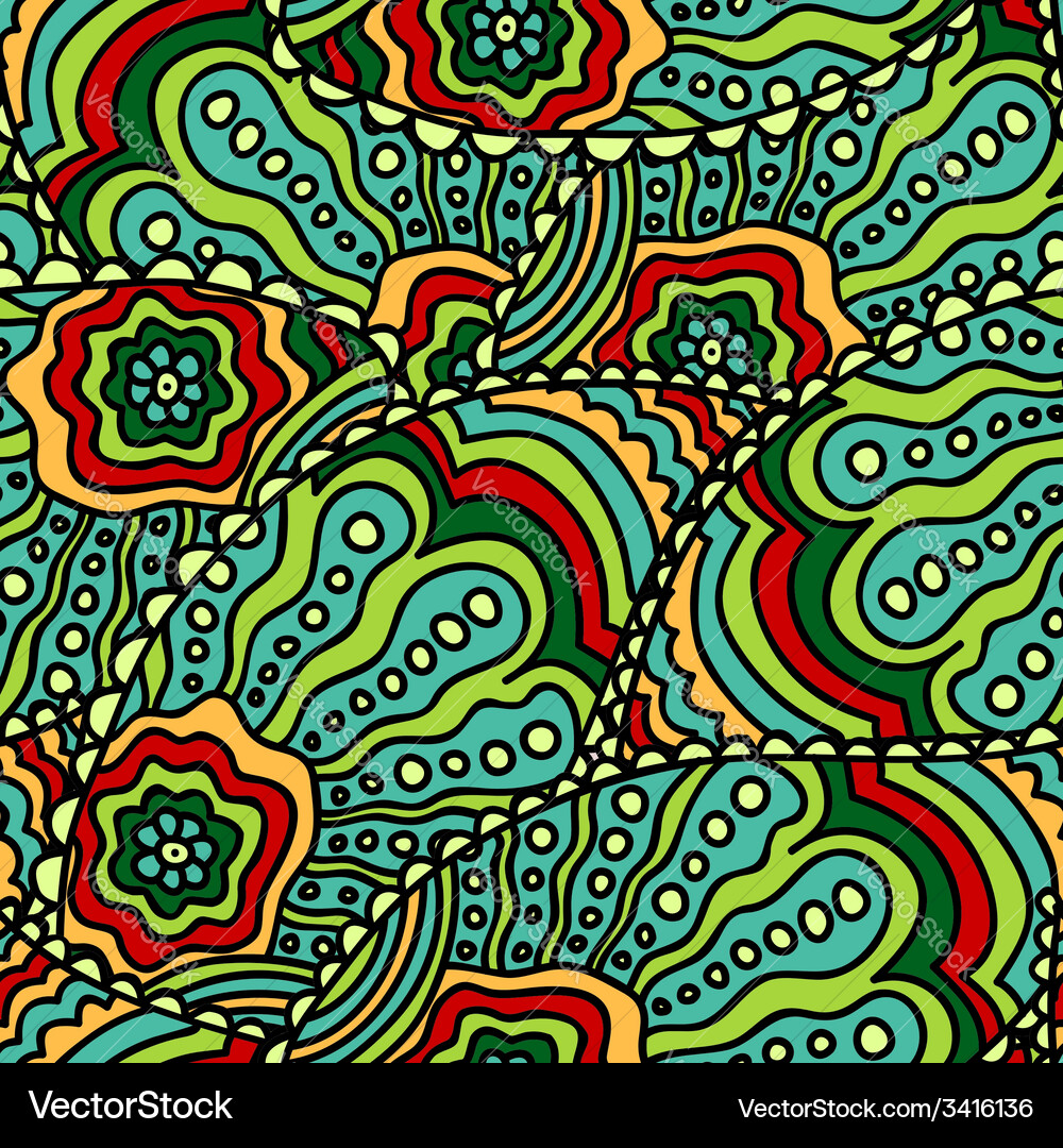 Colorful Paisley Doodle Pattern Vector Image