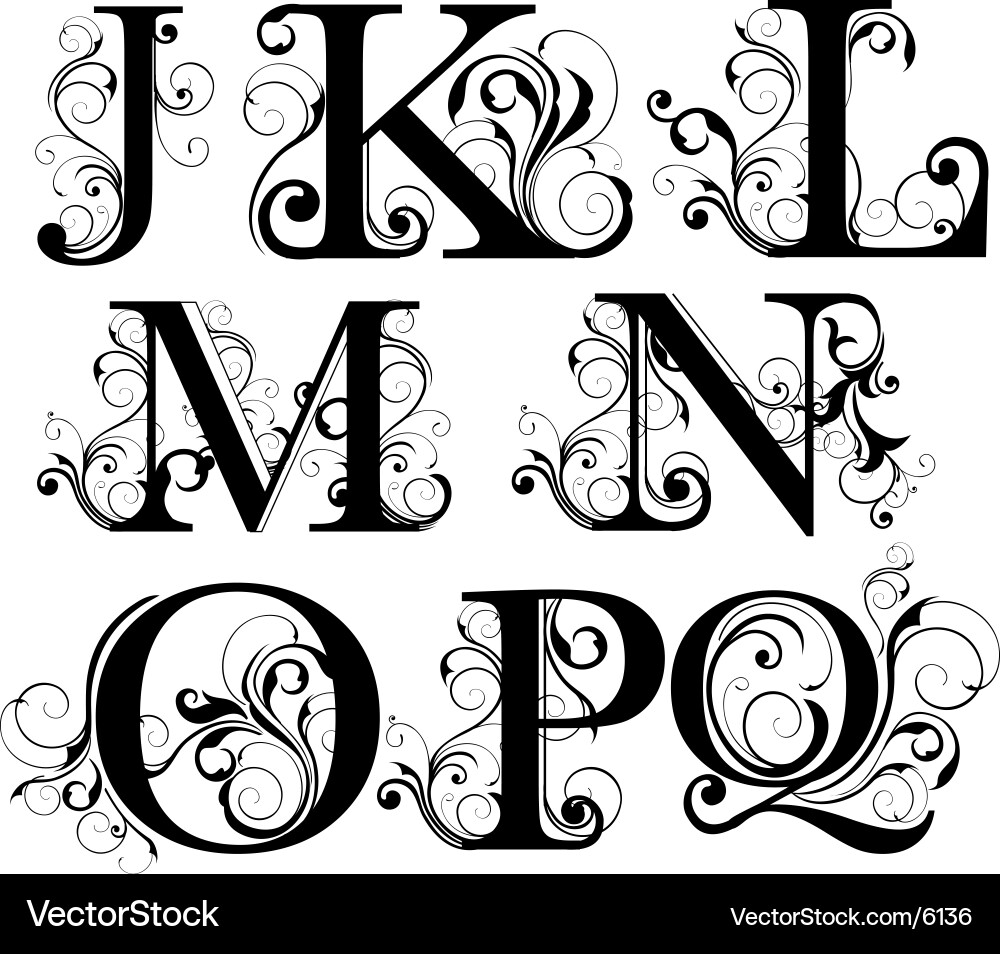 Elegant Script Capitals vector image