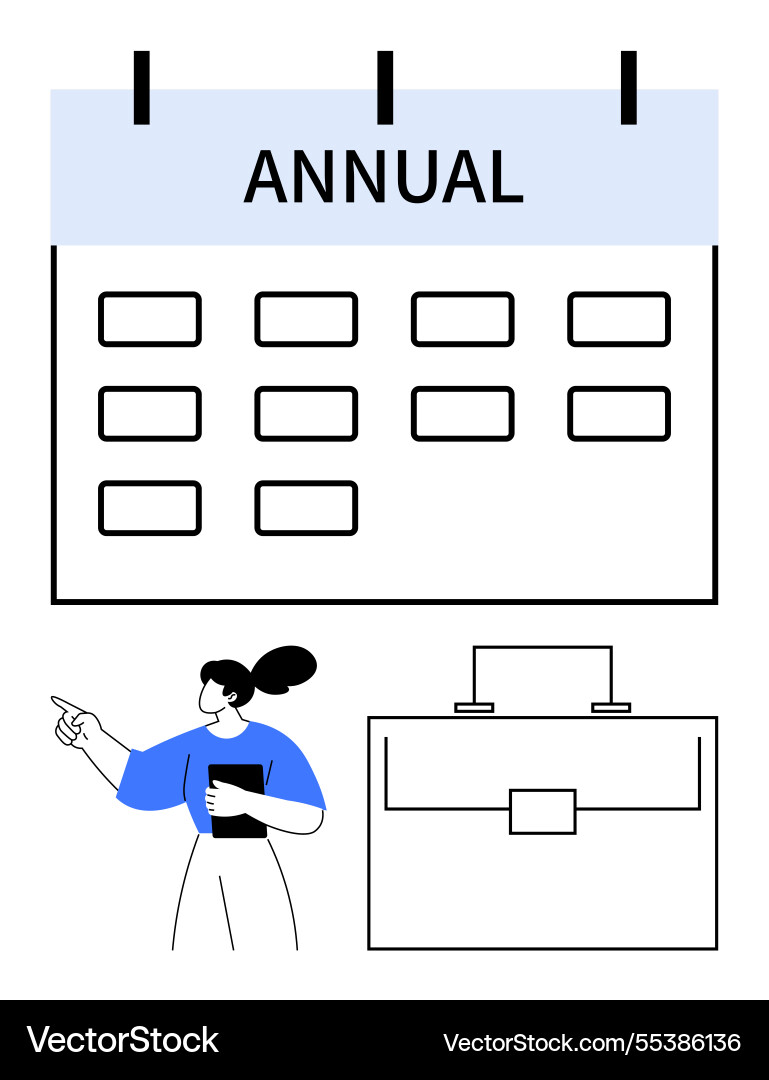 Jahresplan und Planungskonzept mit Kalender Jahresplan und Planungskonzept mit Kalender vektorbild