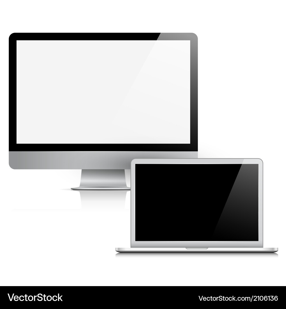 Modern Computer Display and Laptop vector image