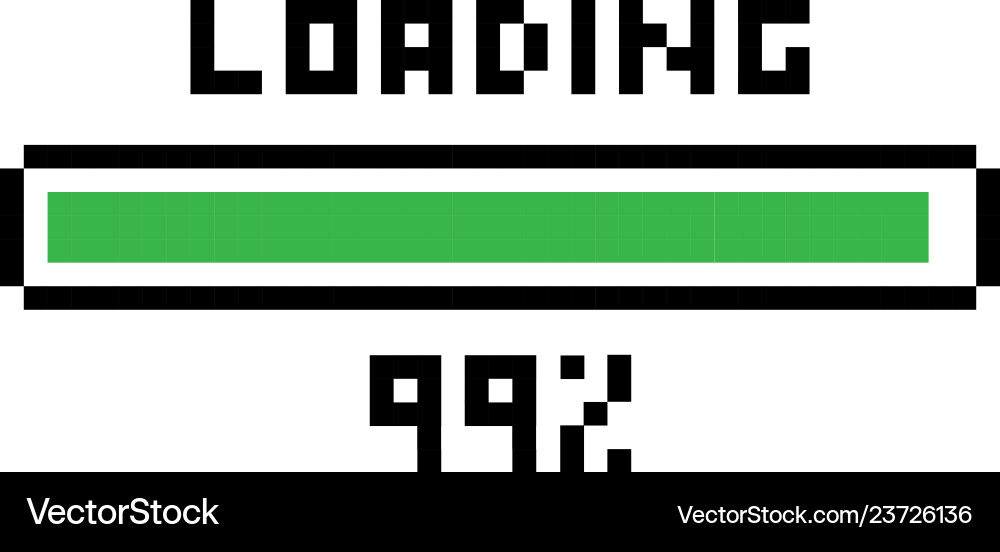 Pixel Loading Bar - 99% Complete vector image