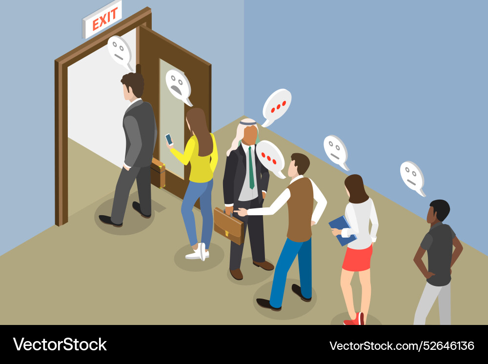 Resignation Queue - Isometric vector image