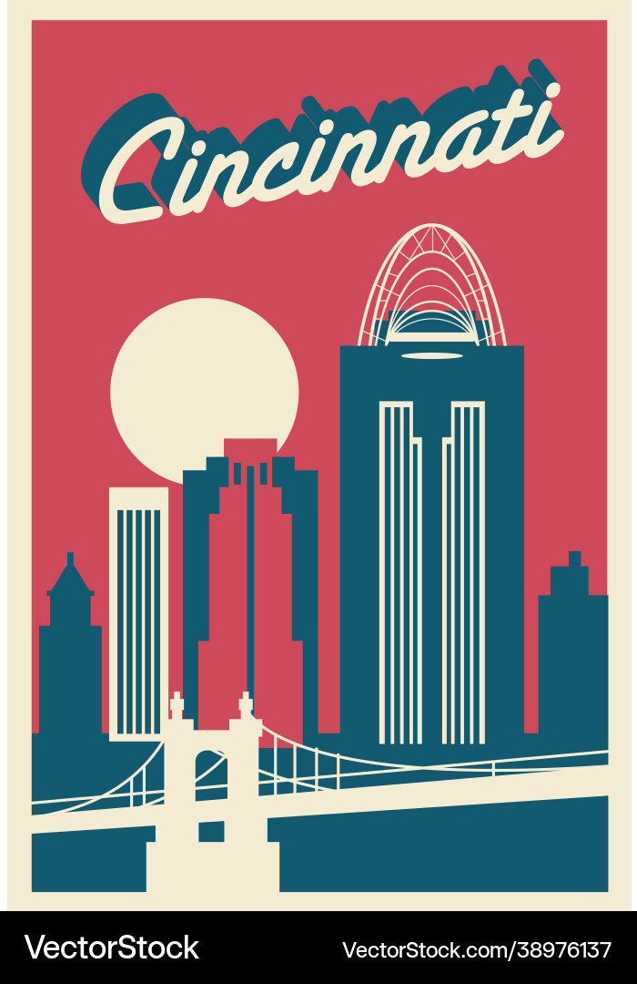Cincinnati Skyline Postcard vector image