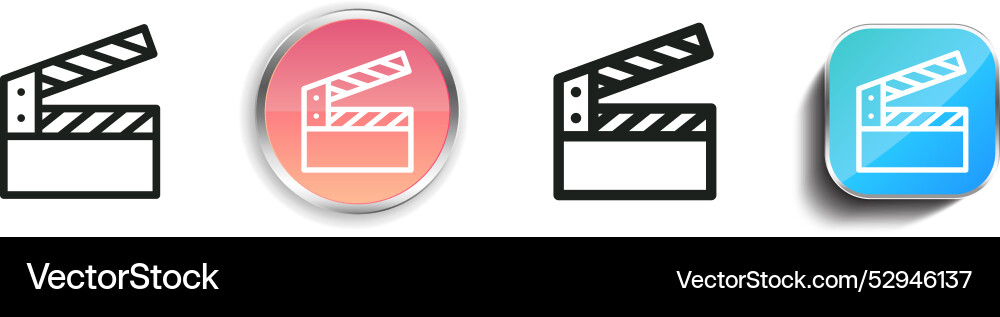 Clapper icon thin linear regular and button style vector image