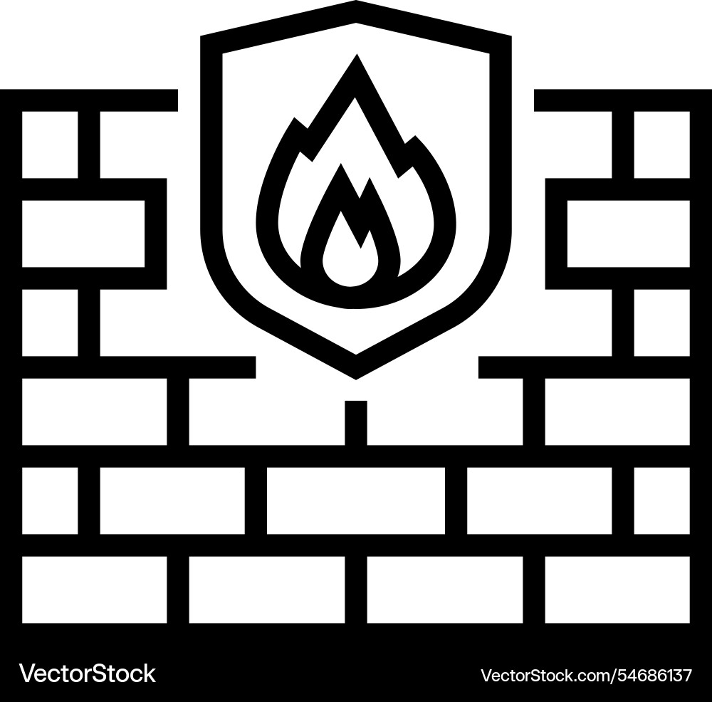 Firewall cloud computing line icon Vector Image