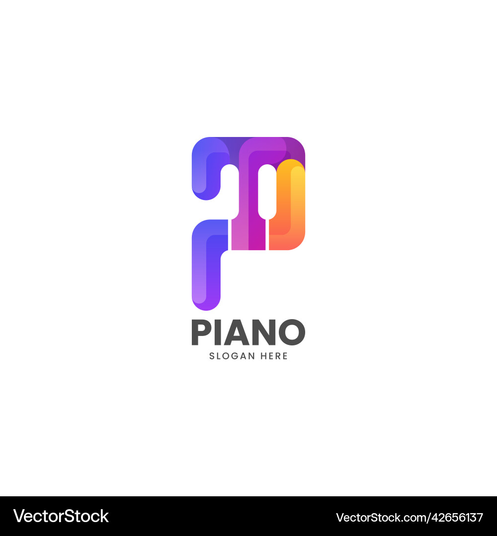 Logo piano letter p gradient colorful style Logo piano letter p gradient colorful style Vector Image
