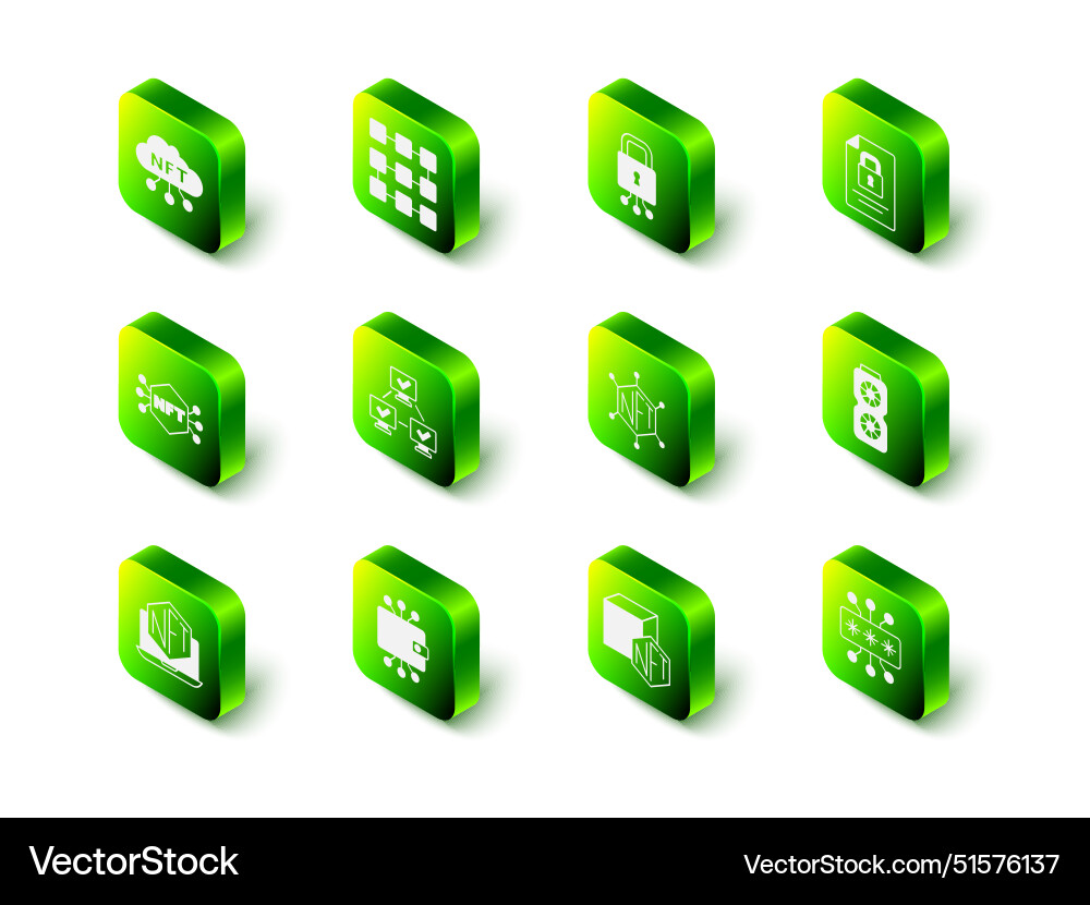 Set nft blockchain technology cyber security Set nft blockchain technology cyber security vector image
