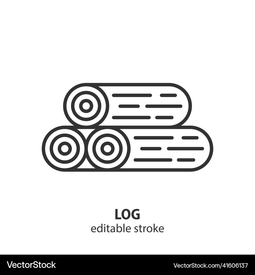 Stack of logs line icon symbol logging vector image