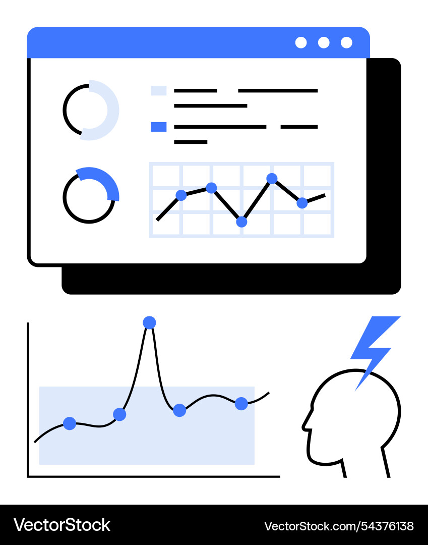 Analyzing data trends with visual graphs Analyzing data trends with visual graphs vector image