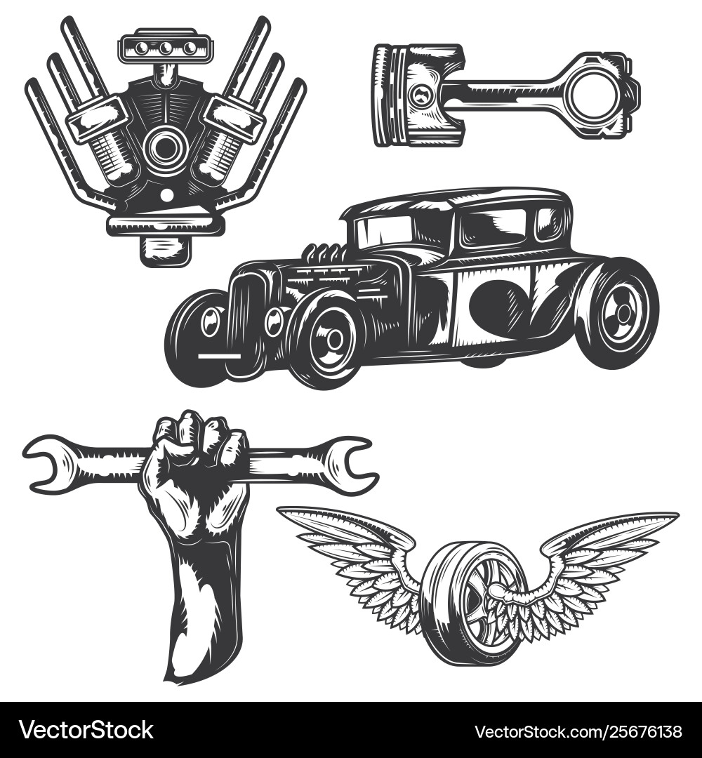 Car service elements for creating your own logos vector image