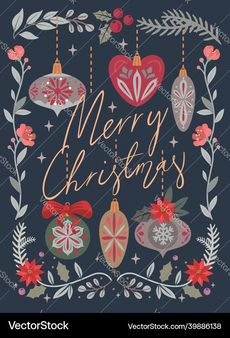 Christmas greeting card balls Christmas greeting card balls vector image