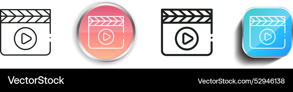 Clapperboard icon thin linear regular and button vector image